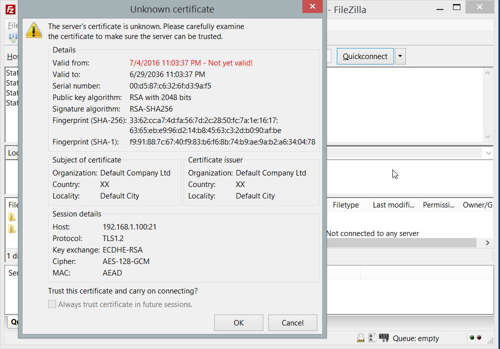 如何配置 PureFTPd 和 FileZilla 以在 CentOS 7.2 上使用 TLS 会话