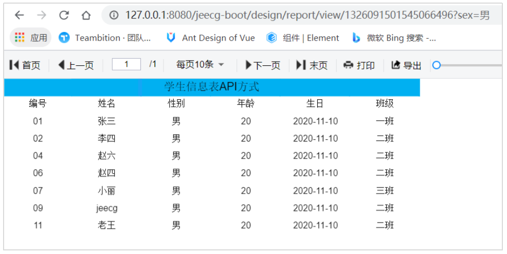 JimuReport积木报表 — API数据源报表带参制作