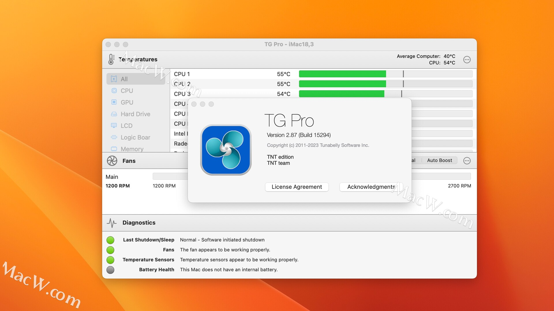 Macos硬件温度检测工具：TG Pro for mac激活版