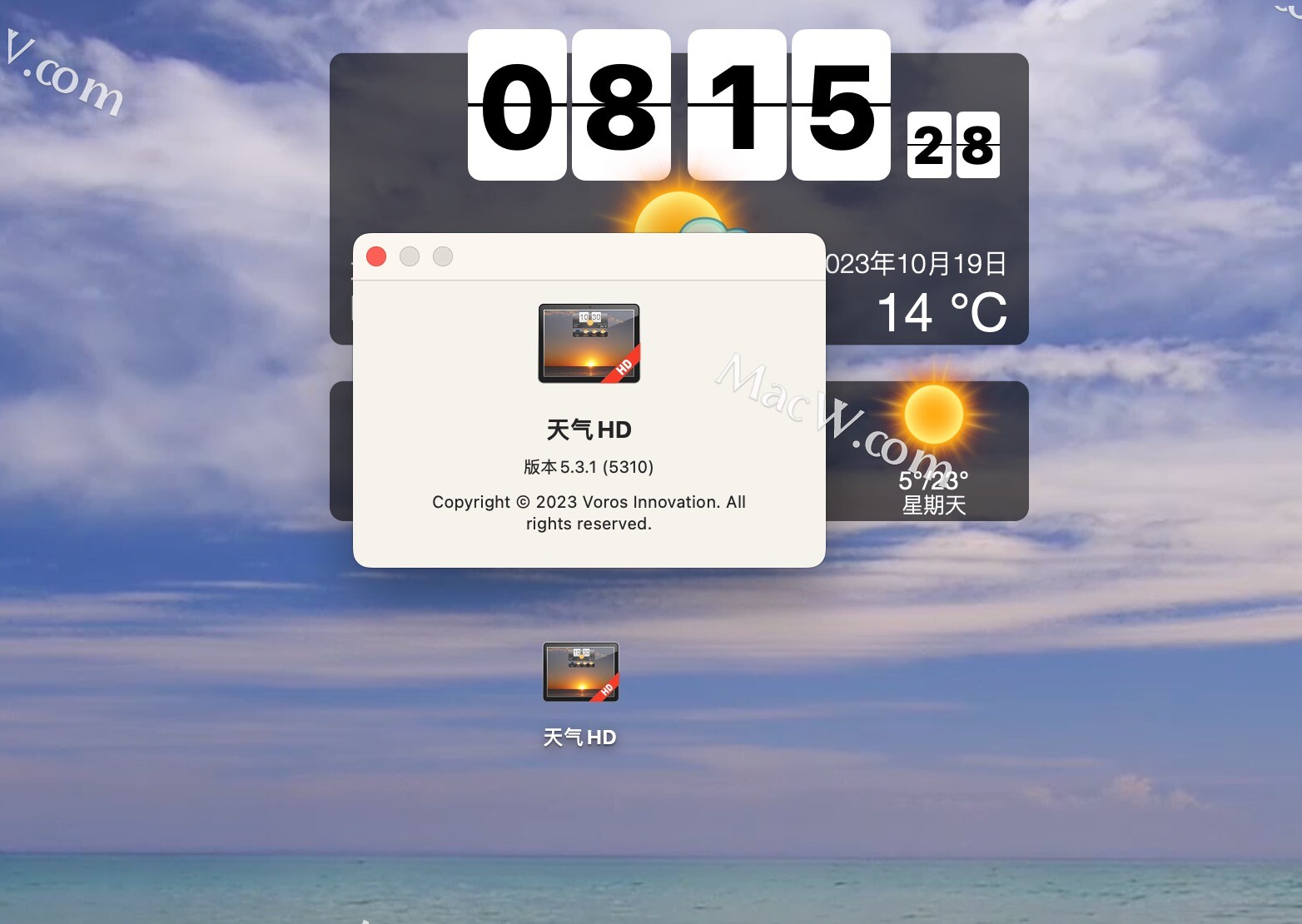 苹果Mac天气动态壁纸设置工具：Living Weather HD for Mac 支持M1