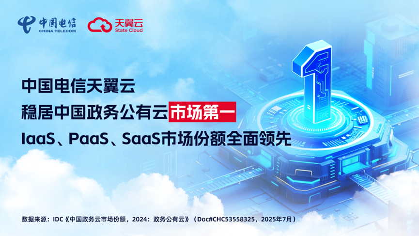 第一！中国电信天翼云全面领跑中国政务公有云市场！