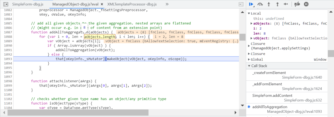 SAP UI5 SimpleForm 控件实例的初始化调试