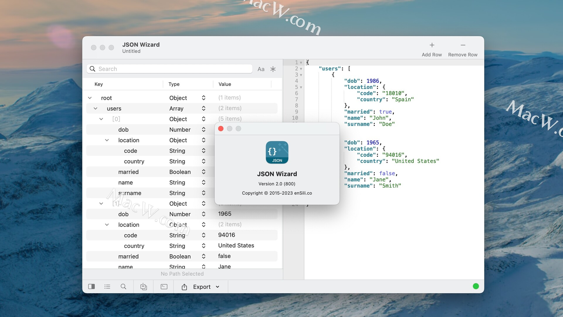 JSON编辑、擦卡工具：JSON Wizard for mac
