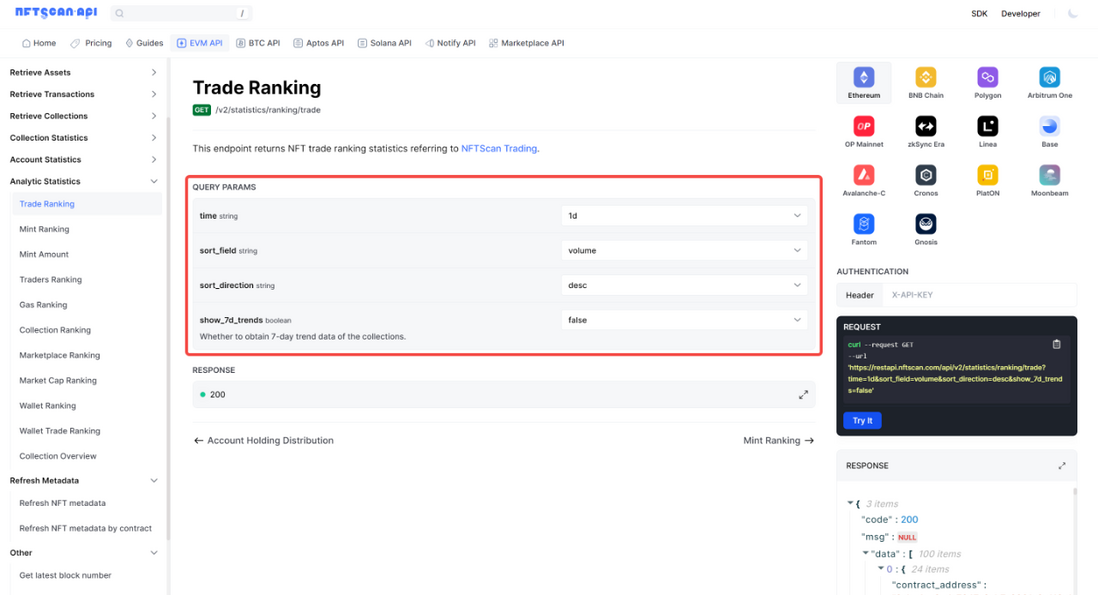 指南：如何使用 NFTScan API 获取 NFT Analytic Statistics 数据