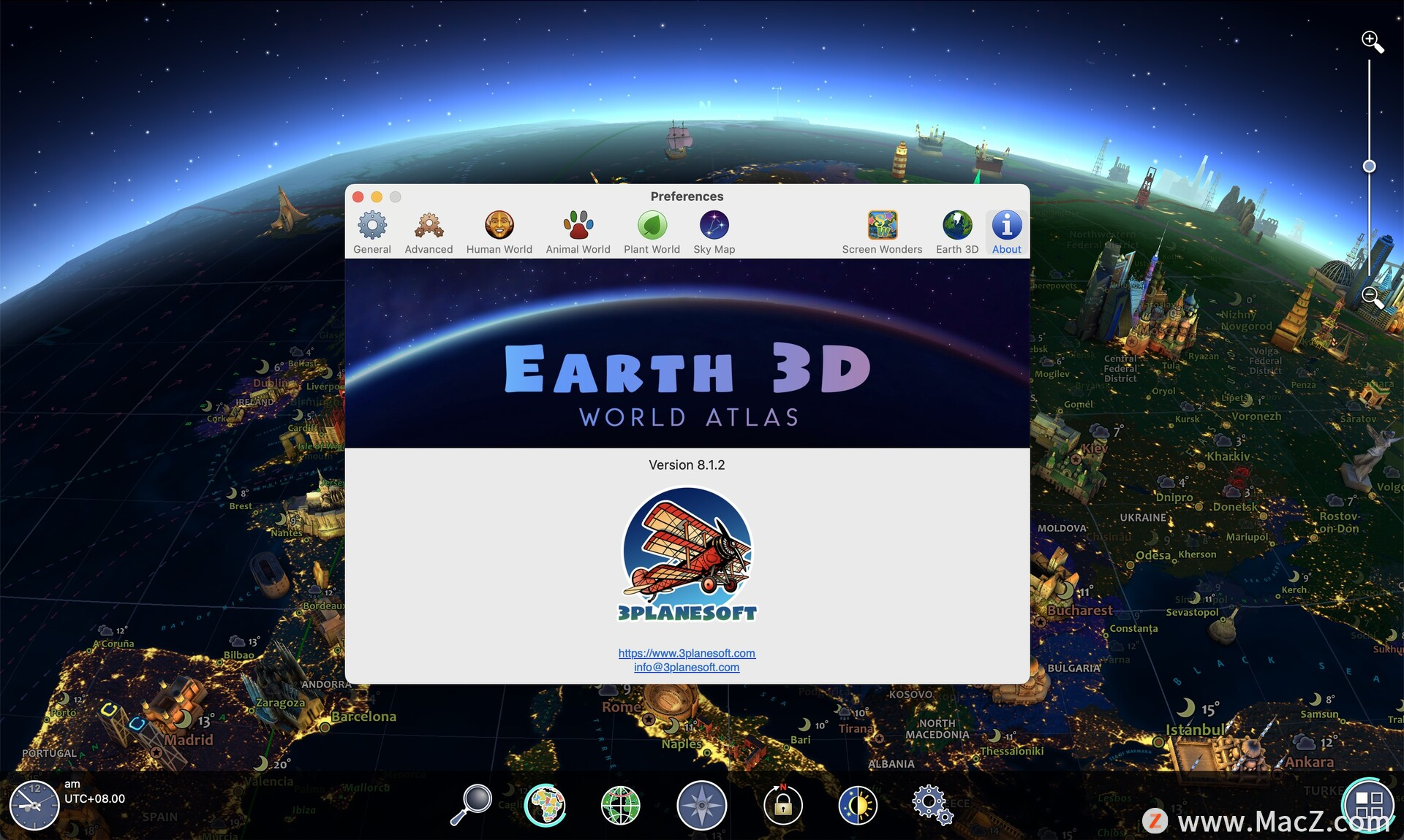 Earth 3D Mac版，3D地球模拟软件