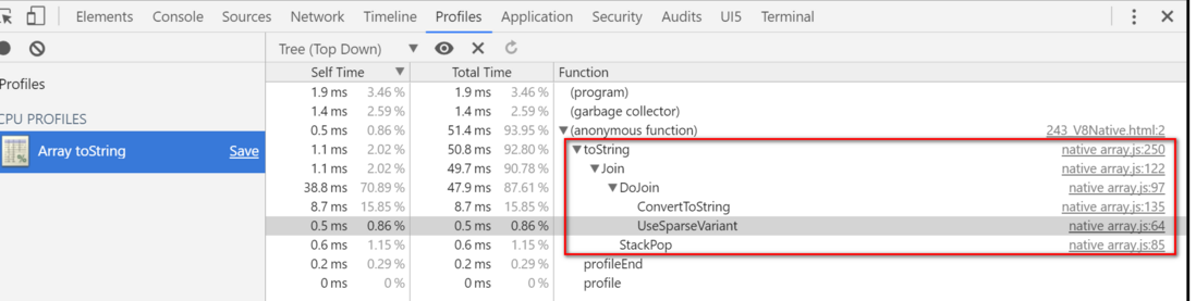 使用Chrome开发者工具研究JavaScript函数的原生实现原理