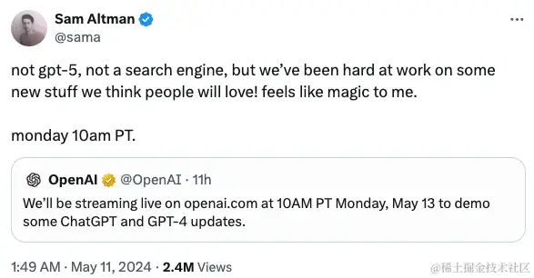 杠上Google I/O？OpenAI抢先一天直播，ChatGPT或将具备通话功能