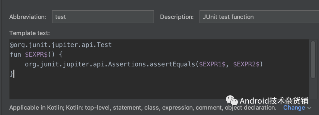 在Android Studio 中添加自定义活动模版（Live templates）