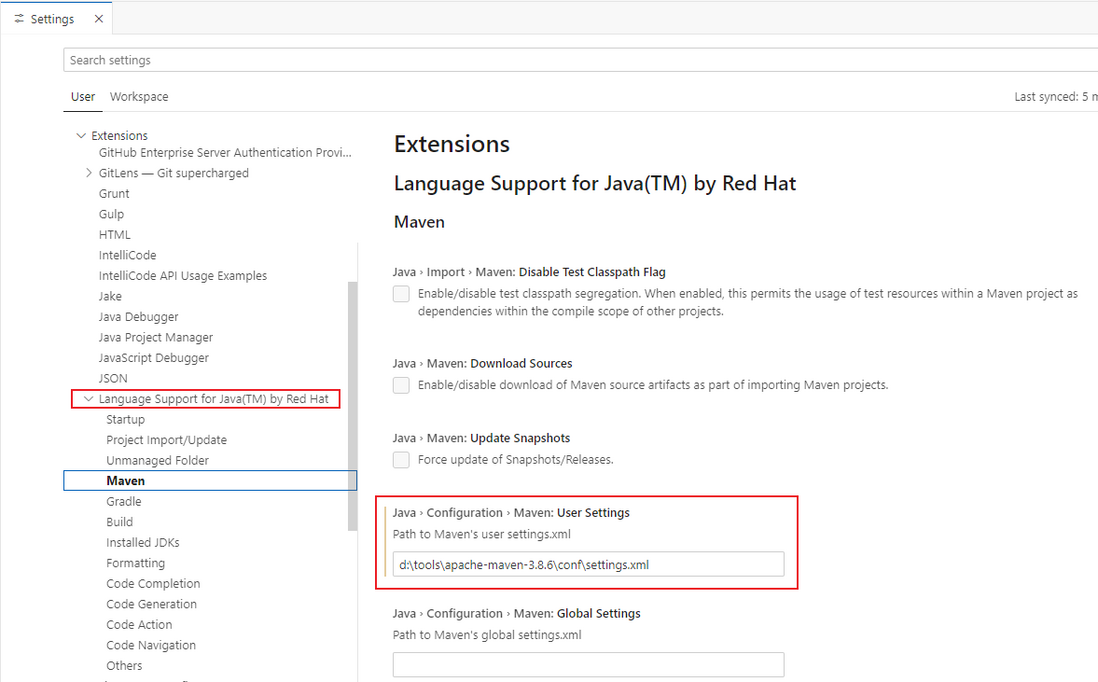 VSCode的maven插件配置自定义仓库路径失效