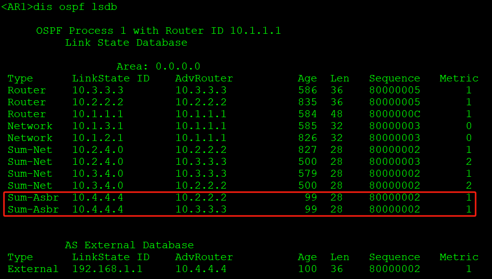 OSPF基础——区域外路由和5类转发