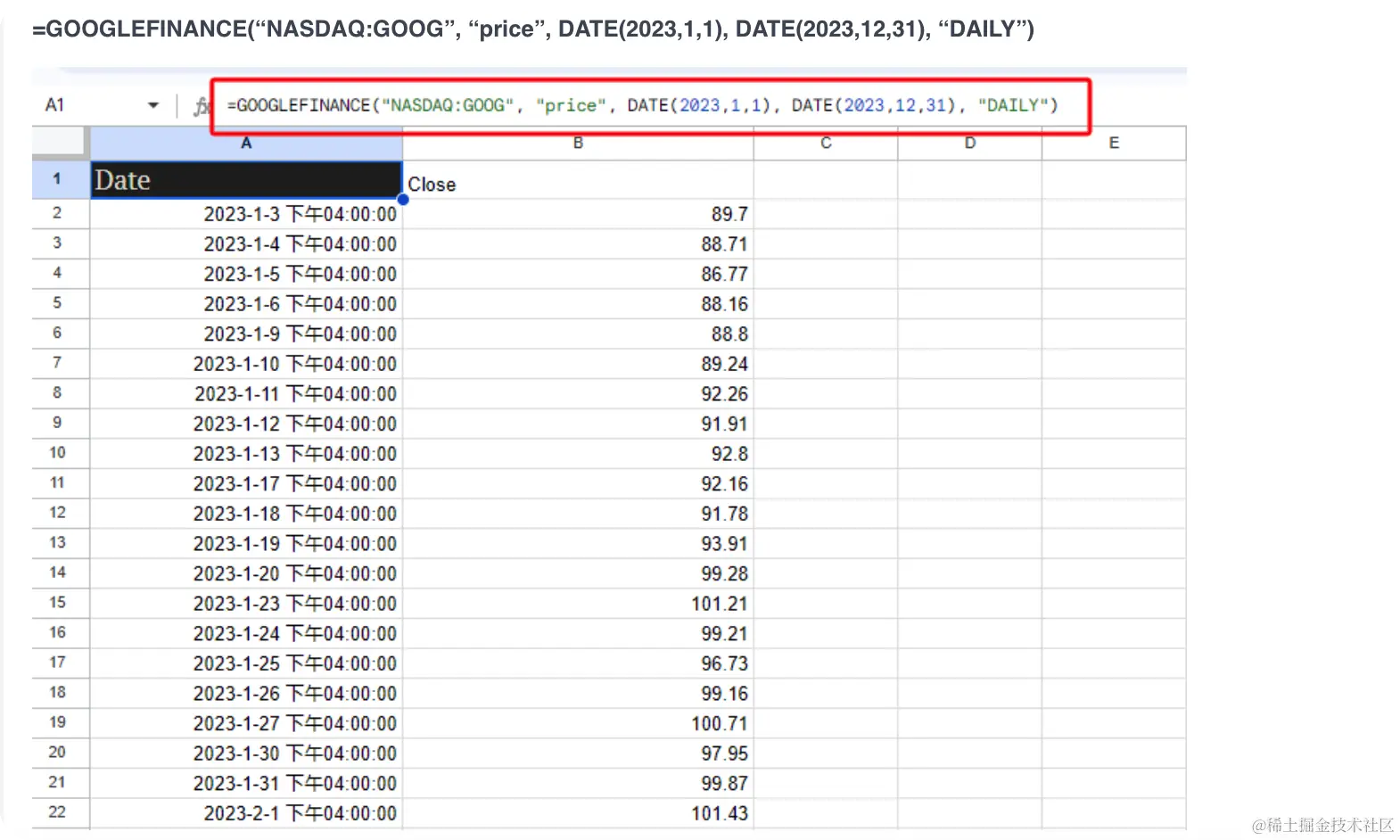 如何使用Google Finance API获取股票实时数据