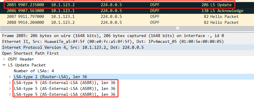 OSPF基础——区域外路由和5类转发