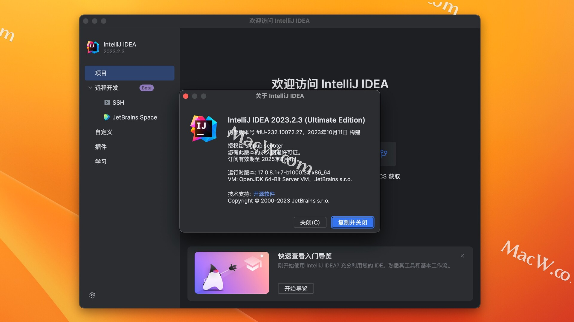 IntelliJ IDEA 2023.2.3中文激活版 及 IDEA 2023激活密钥 支持M1