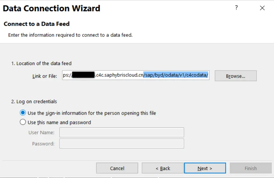 使用Excel消费C4C的OData service
