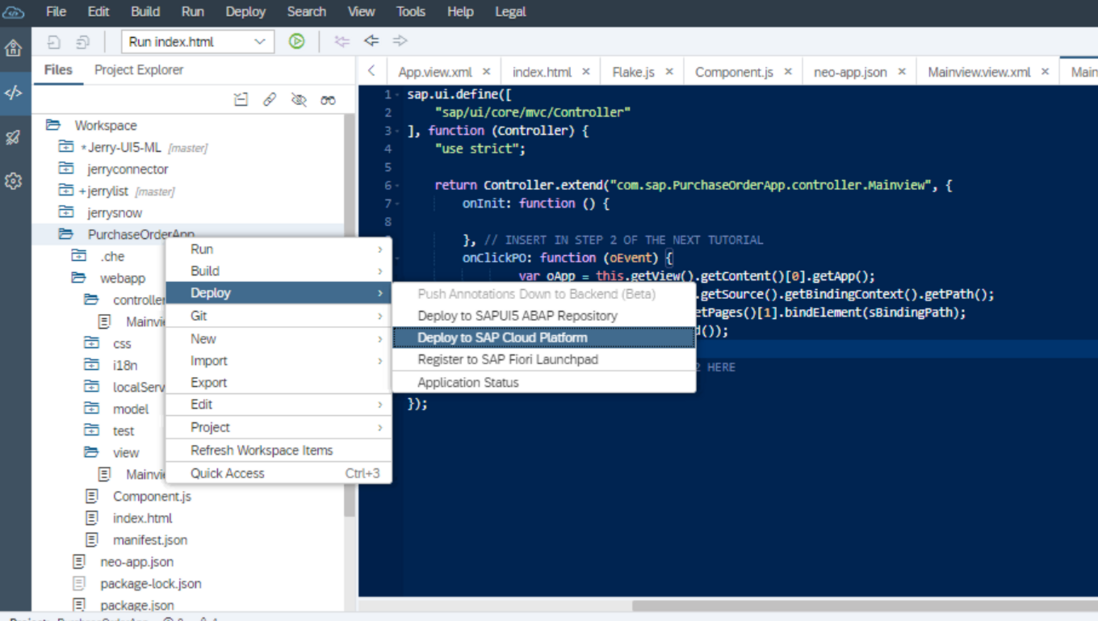 一步步使用SAP云平台的WebIDE开发SAP UI5应用