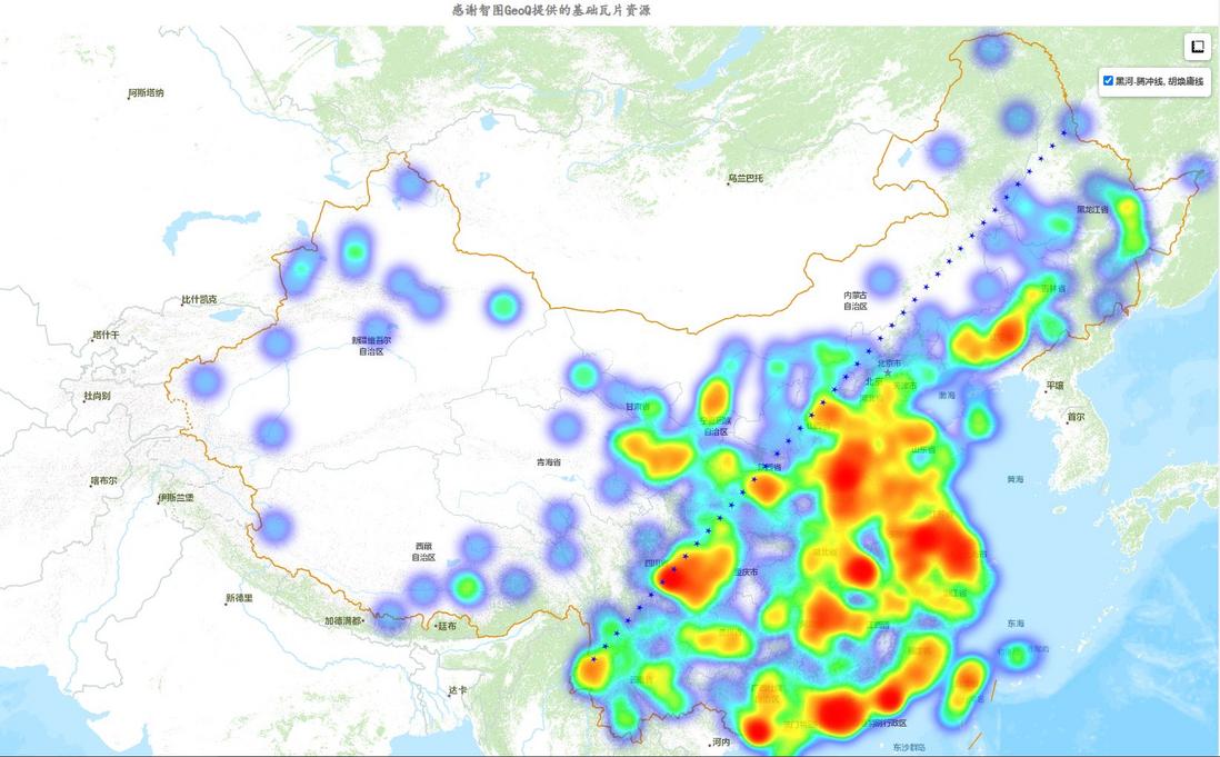 胡焕庸线，我国东西地级市分布密度分界线