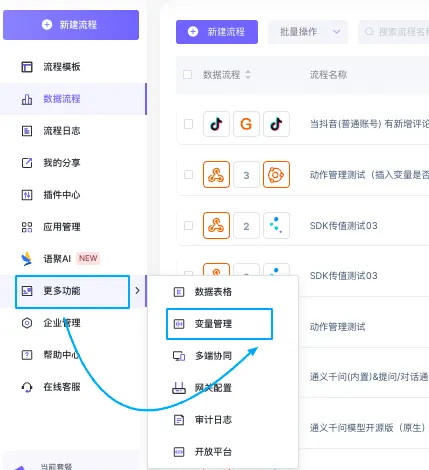 集简云SDK嵌入支持传值，支持通过接口创建和管理流程