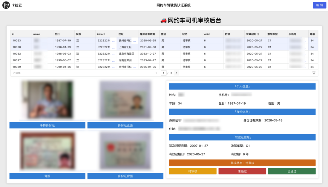 实战-如何使用卡拉云搭建「网约车司机身份审核系统」