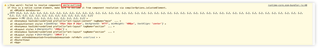 Failed to resolve component: smile-outlined If this is a 