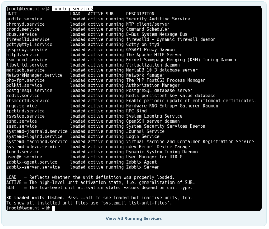 如何在 Linux 中列出 Systemd 下所有正在运行的服务