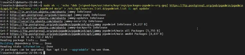 Ubuntu 22.04 安装 pgAdmin 数据库管理工具