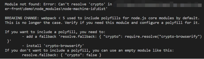node-machine-id报错 Can't resolve 