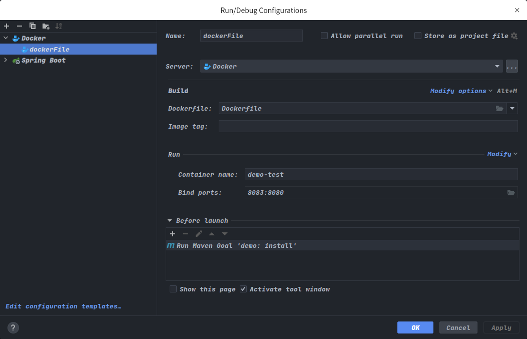 IDEA springboot 发布到远程docker