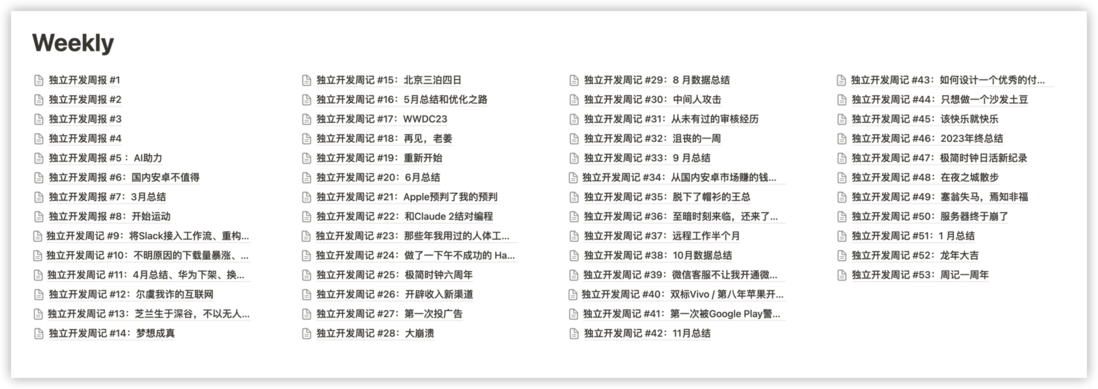 独立开发周记 #53：周记一周年