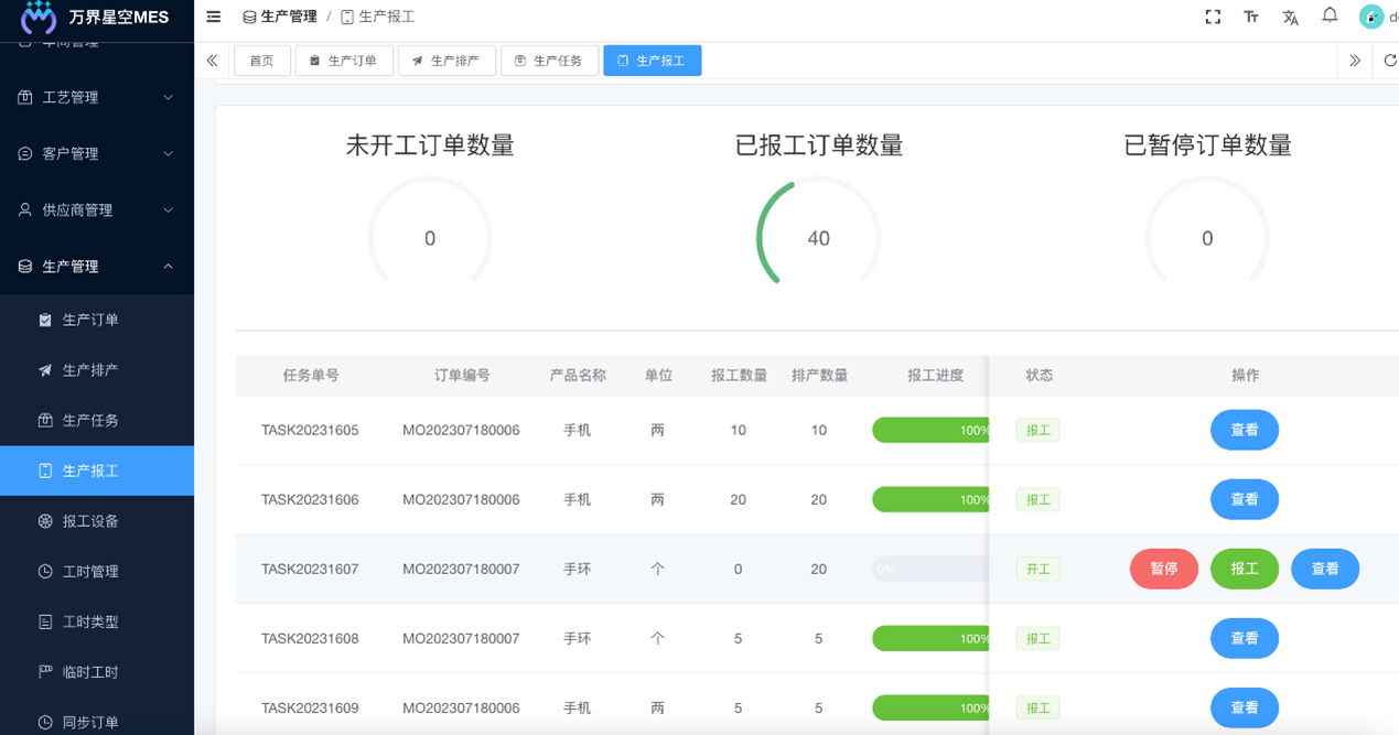 中小企业数字化免费使用的开源MES系统/MES源码