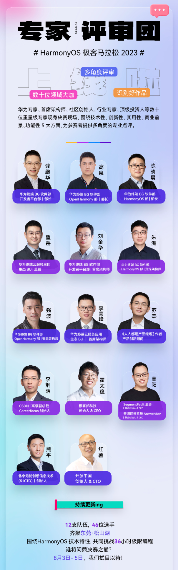 超强阵容！HarmonyOS极客马拉松2023专家评审团来袭！