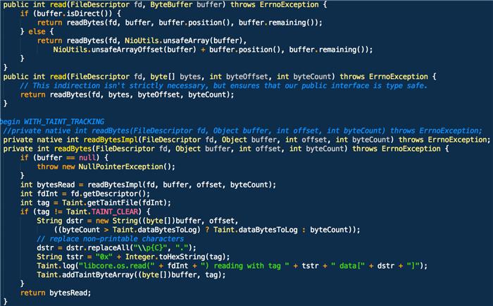 TaintDroid剖析之File & Memiry & Socket级污点传播
