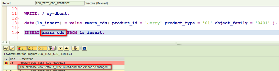 SAP CDS redirect view支持写操作吗，一个实验来验证