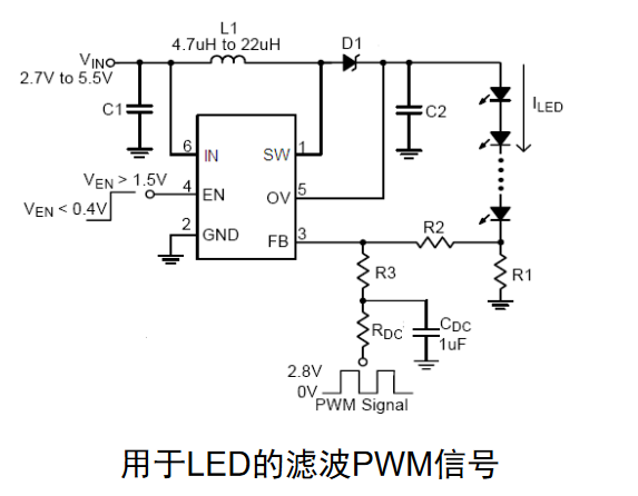 1.2MHz，固定频率白光LED驱动器