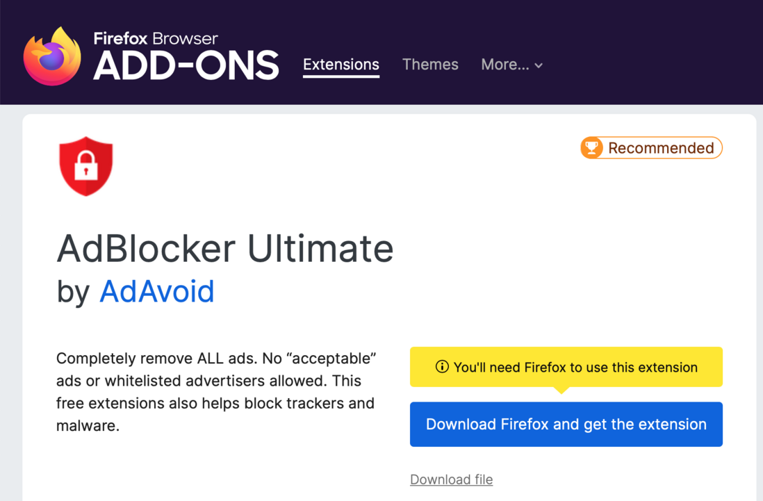 Firefox 屏蔽中国大陆用户安装 uBlock Origin 等广告拦截插件